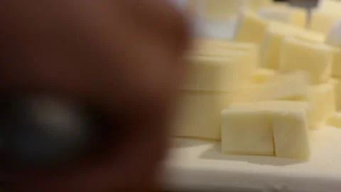 Cutting Paneer Stock Footage 136059402