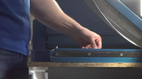 Cutting paper machine Stock Footage 63806455