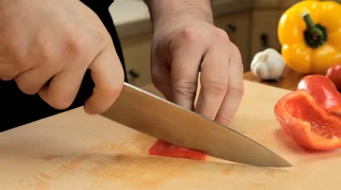 Cutting paprika 스톡 동영상 12720503