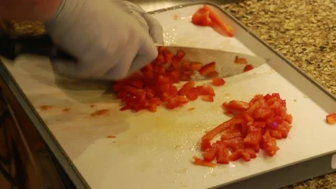 Cutting paprika Stock Footage