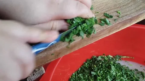 Cutting Parsley Stock Footage 41905628