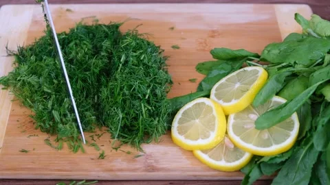 Cutting parsley Stock Footage 233261000