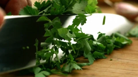   Cutting Parsley with knife Stock-Footage 81806655
