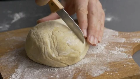 Cutting pasta dough Stock Footage 71235252