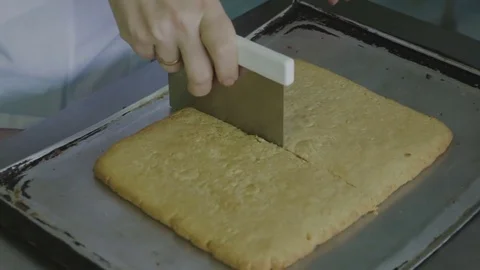 Cutting pastry sandwich Video stock 70596272