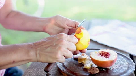 Cutting peach Stock Footage 63292479