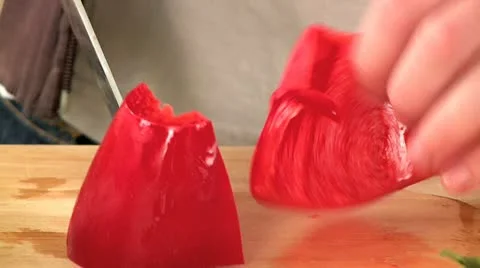Cutting Pepper Stock Footage 10898766