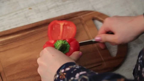 CUTTING PEPPER Stock Footage 155550015