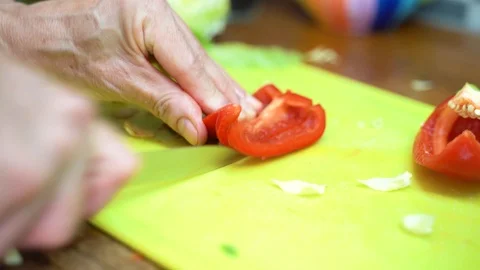 Cutting Pepper Side on Stock Footage 92901827