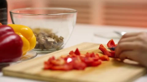 To cutting  peppers 6 Stock Footage 308865161