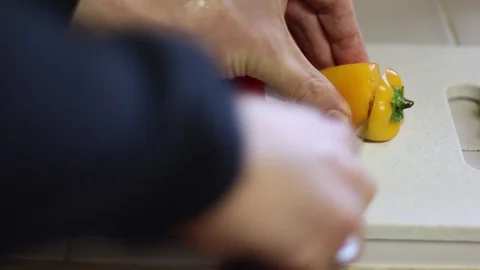 Cutting Peppers Video stock 91277712