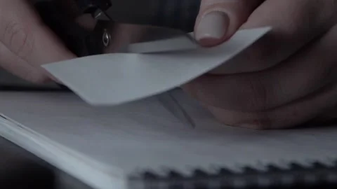 Cutting Pice Of Paper With Scissors Slow Motion 스톡 동영상 233353183