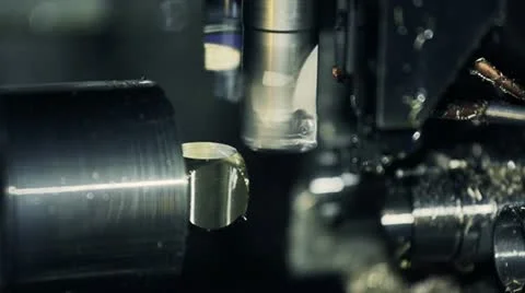 Cutting a piece in the lathe Stock Footage 21758706