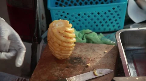 Cutting Pineapple &amp; Craft Hand Labor Stock Video Footage Stock Footage 49809148