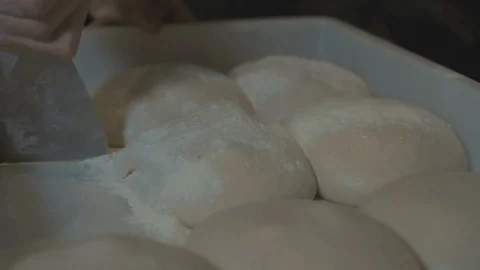 Cutting Pizza Dough Stock Footage 128812604