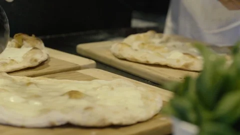 Cutting off pizza Stock Footage 86170123