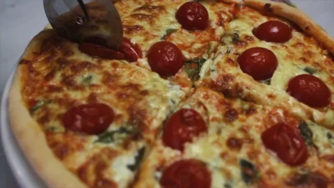 Cutting pizza Stock Footage 156015539