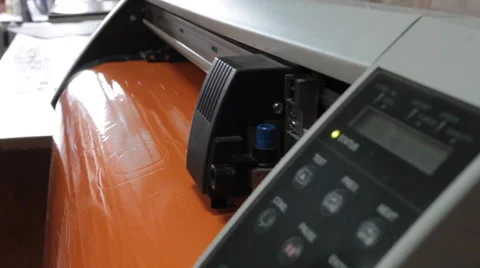Cutting plotter. orange Stock Footage 56064371