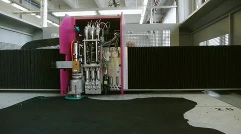 Cutting plotter for textile or leather Stock Footage 11430910