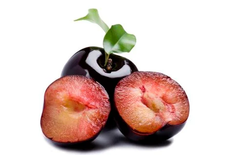 Cutting plum macro Stock Photos