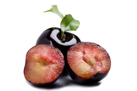 Cutting plum macro Stock Photos