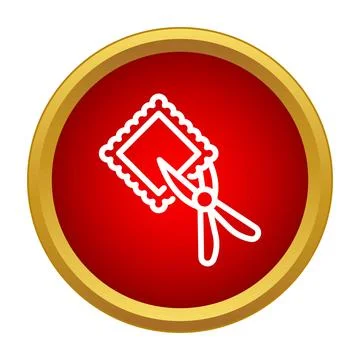 Cutting postal stamp icon for hobby philately collecting Stock Illustration