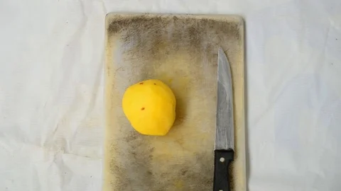 Cutting potato use sharp knife Stock Footage 119499837