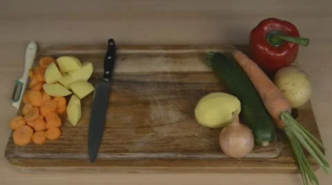 Cutting potatoe Stock Footage 22098616
