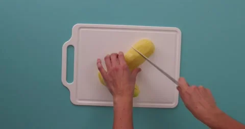 Cutting up potatoes 2 Stock Footage 132194018