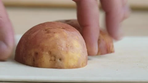 Cutting of potatoes Stock Footage 68618334