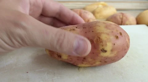 Cutting of potatoes Stock Footage 68619044