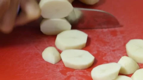 Cutting Potatoes Stock Footage 172259773