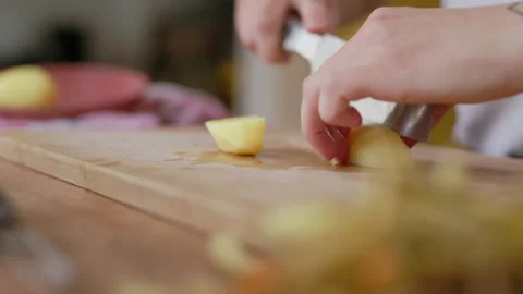 Cutting-potatoes Stock Footage 249522258