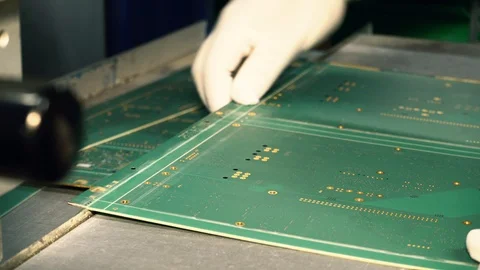 Cutting a printed circuit board Stock Footage 85579994