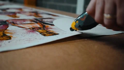 Cutting printed fabric Stock Footage 135160443