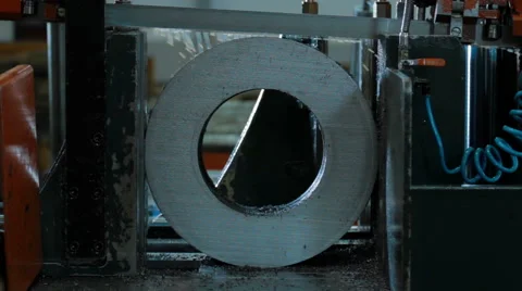 Cutting process by mechanical electrical saw Stock Footage 58053537