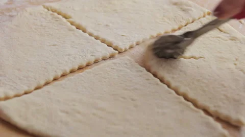 Cutting Puff Dough With Special Knife Stock Footage 61764752
