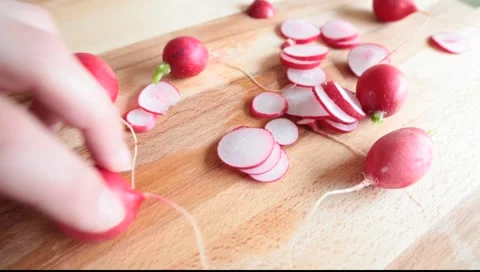Cutting radish Stock Footage 2858988