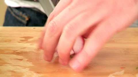 Cutting Radish Stock Footage 10898767
