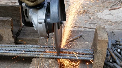 Cutting rebar around Stock Footage 104863093