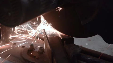 Cutting a Rectangular Steel Tube with a Miter Saw or Metal Chop Saw Stock Footage 302302948