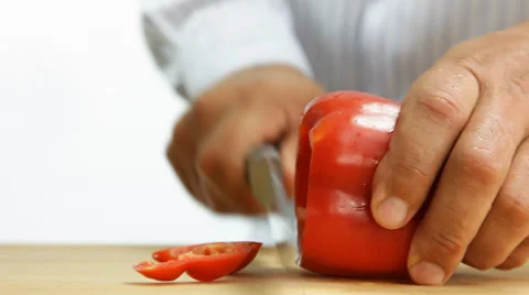 Cutting red pepper Stock Footage 27305427