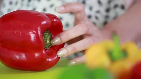 Cutting a red pepper Stock-Footage 51071091