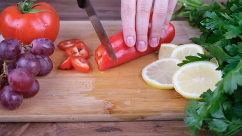 Cutting red pepper Stock Footage 231571833