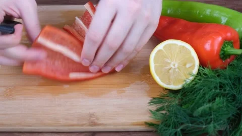 Cutting red pepper Stock-Footage 232854390