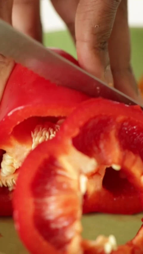 Cutting red pepper Stock Footage 247322141