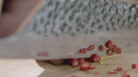 Cutting red pepper slow motion Stock Footage 151274206