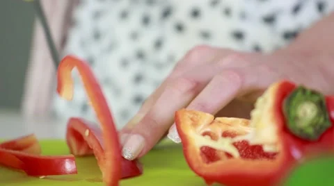 Cutting a red pepper track left Stock-Footage 51069950