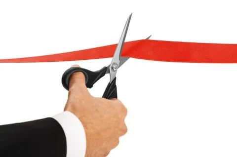 Cutting Red Ribbon Stock Photos