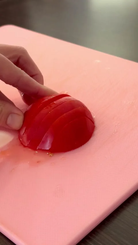 Cutting red tomato vegetable Stock Footage 319247927